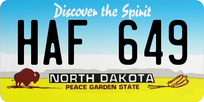 ND license plate HAF649