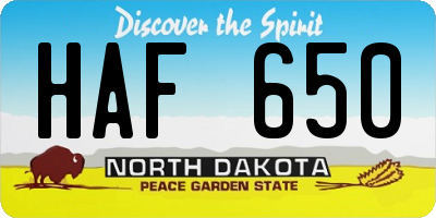 ND license plate HAF650