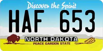 ND license plate HAF653