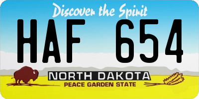 ND license plate HAF654