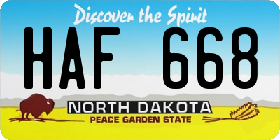 ND license plate HAF668