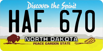 ND license plate HAF670