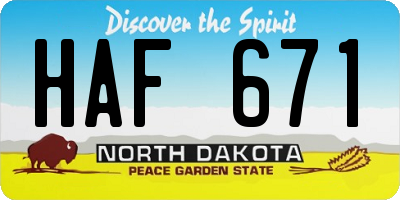 ND license plate HAF671