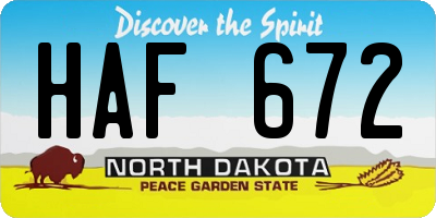 ND license plate HAF672