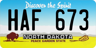 ND license plate HAF673