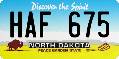 ND license plate HAF675