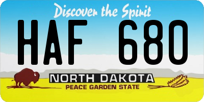 ND license plate HAF680