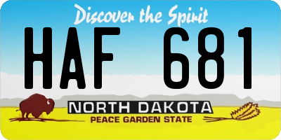 ND license plate HAF681