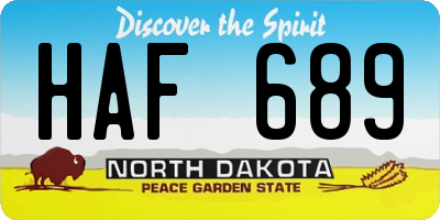 ND license plate HAF689