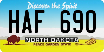 ND license plate HAF690