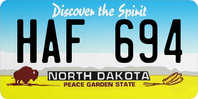 ND license plate HAF694