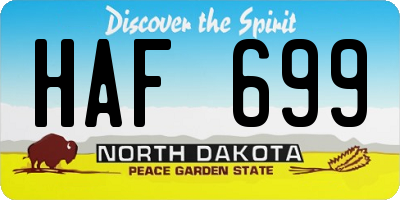 ND license plate HAF699