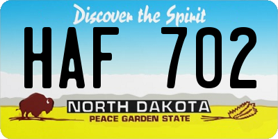 ND license plate HAF702