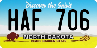 ND license plate HAF706