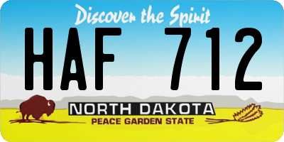 ND license plate HAF712