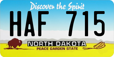 ND license plate HAF715