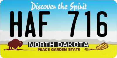 ND license plate HAF716