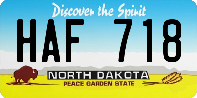 ND license plate HAF718