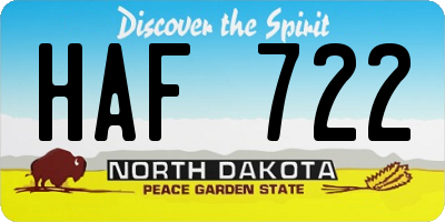 ND license plate HAF722