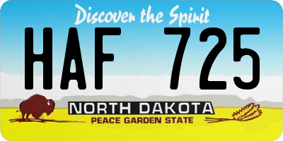 ND license plate HAF725