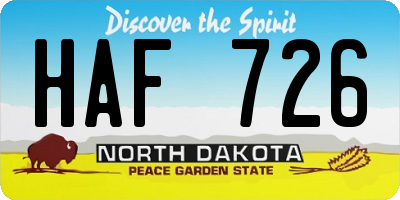 ND license plate HAF726