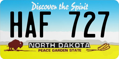 ND license plate HAF727