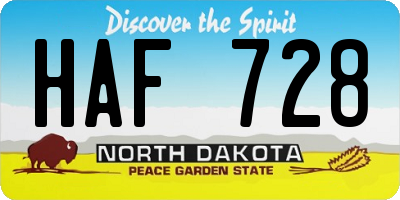 ND license plate HAF728