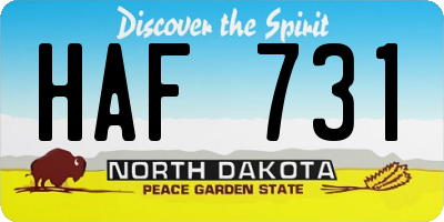 ND license plate HAF731