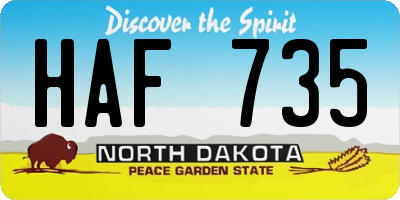 ND license plate HAF735