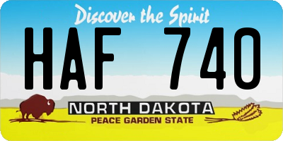 ND license plate HAF740