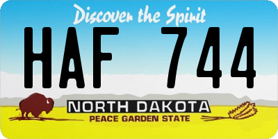 ND license plate HAF744