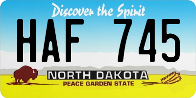 ND license plate HAF745