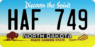 ND license plate HAF749