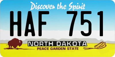 ND license plate HAF751