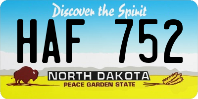 ND license plate HAF752