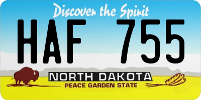 ND license plate HAF755