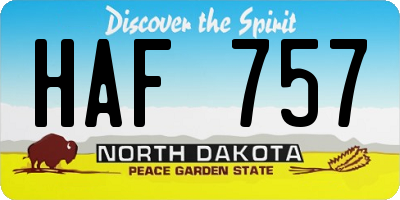 ND license plate HAF757