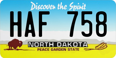 ND license plate HAF758