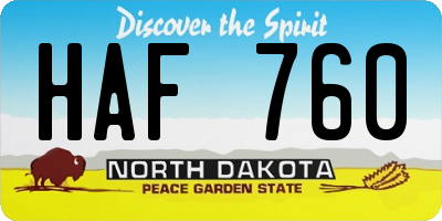 ND license plate HAF760