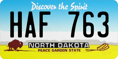 ND license plate HAF763