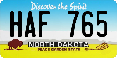 ND license plate HAF765