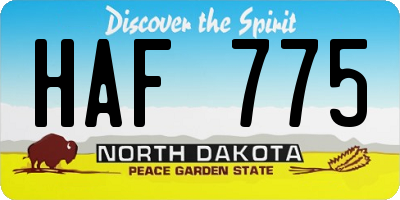 ND license plate HAF775