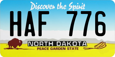 ND license plate HAF776
