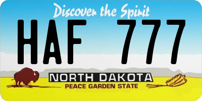 ND license plate HAF777