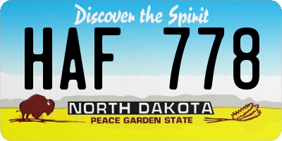 ND license plate HAF778