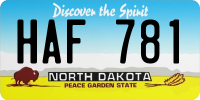 ND license plate HAF781