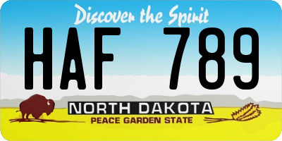 ND license plate HAF789