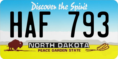 ND license plate HAF793