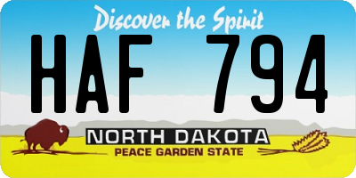 ND license plate HAF794