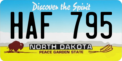 ND license plate HAF795